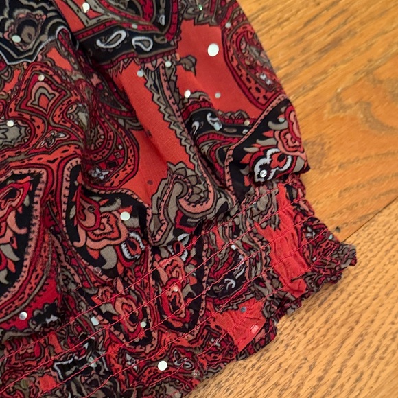 Cathy Daniels Women's Red and Black Paisley Blouse with Silver Sparkle 2XL - Picture 8 of 9